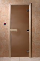 Стеклянная дверь Банный эксперт Бронза матовое, 6 мм, коробка хвоя, 170*70