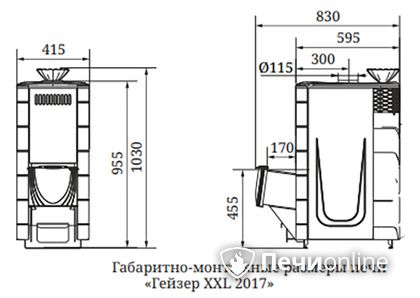 Дровяная печь-каменка TMF  Гейзер XXL 2017 Carbon Витра ЗК антрацит в Севастополе