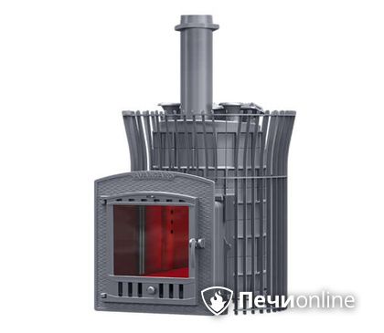Банная дровяная печь Гефест AVANGARD ЗК 30 (П2) Ураган в сетке Тюльпан в Севастополе