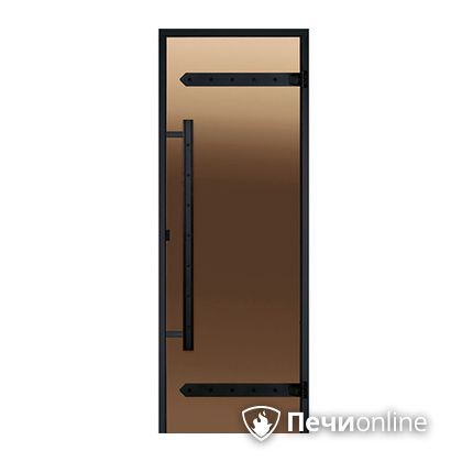 Дверь для бани Harvia Стеклянная дверь для сауны LEGEND 7/19 черная коробка сосна бронза  D71901МL в Севастополе