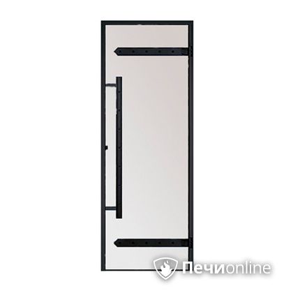 Дверь для бани Harvia Стеклянная дверь для сауны LEGEND 8/19 черная коробка сосна сатин D81905МL в Севастополе